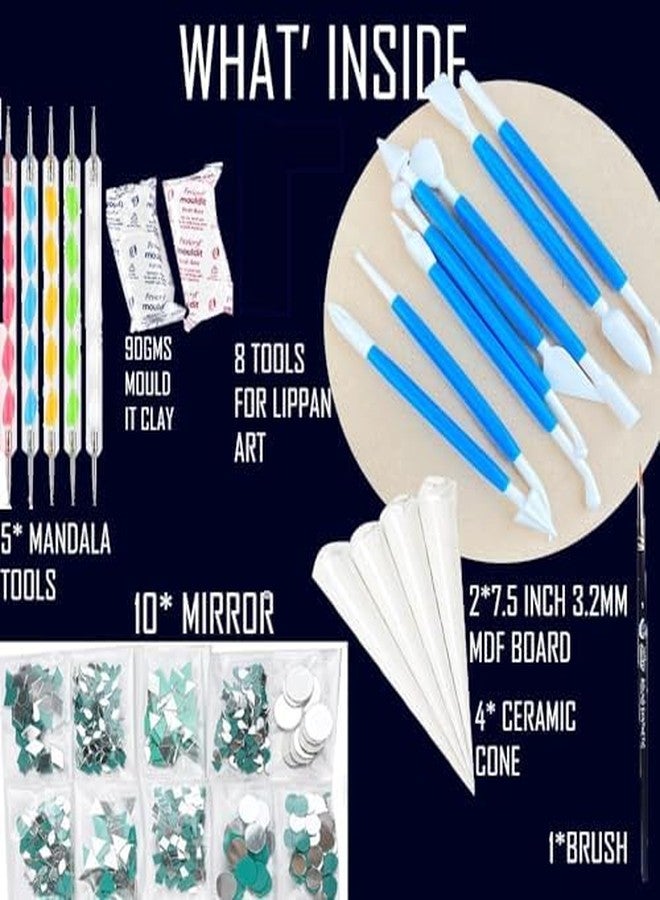 Qroof Lippan Art and Craft Material DIY Kit, A Kit with Ceramic Cones, Tools, Mould It Clay and Mirrors - Image 5